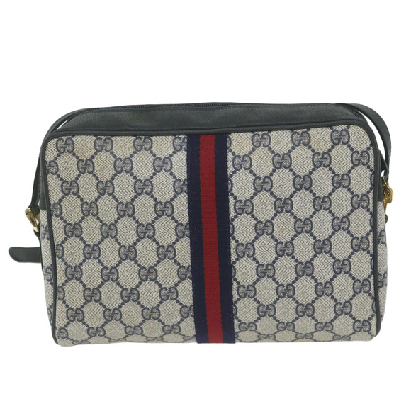 GUCCI GG Supreme Sherry Line Shoulder Bag Red Navy 32 001 4071 Auth ep2607 - Picture 2 of 16